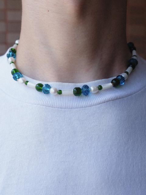Other Designers Natural Freshwater Pearl Handmade Green Blue Beaded Necklace