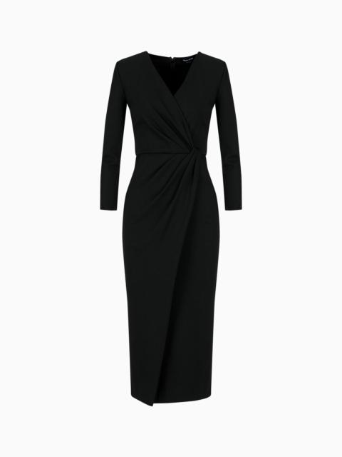 GIORGIO ARMANI Viscose-blend Milano-stitch midi dress