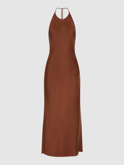 ST. AGNI Silk Twill Halter Dress - Brick