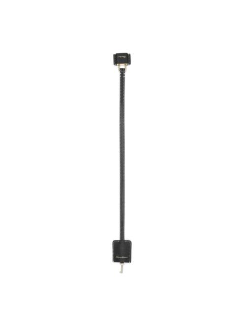 Santoni Black leather lock charm