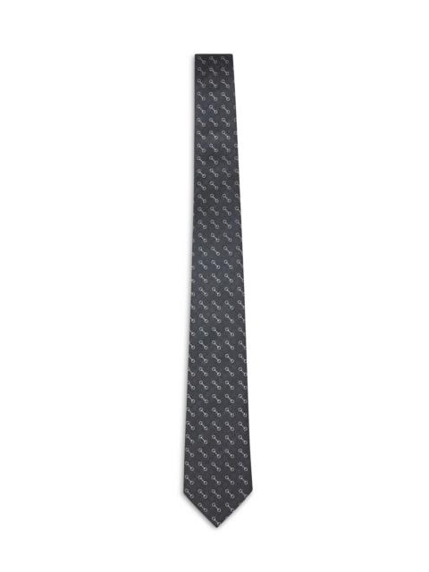 GUCCI Gucci Men Black Horsebit Silk Jacquard Tie