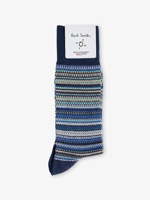 Signature Stripe Pique Cotton-Blend Socks
