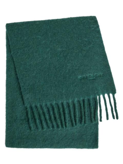 Givenchy Givenchy Logo-embroidered Fringed Alpaca-blend Scarf
