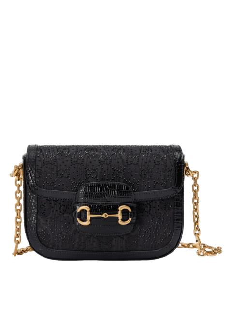 GUCCI GUCCI Horsebit 1955 Mini Black GG Crystal SB