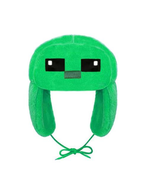 Other Designers Game Cartoon Anime Minecraft Green Creeper Ushanka Hat Cute Y2K Warm Earflap Trapper Hat Bomber