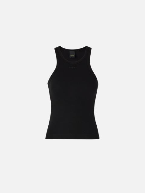 PINKO RIBBED VEST TOP WITH PINKO LOGO