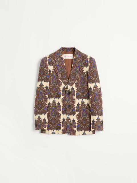 Valentino SINGLE-BREASTED JACKET IN CANAPONE WITH VOYAGE IMAGINAIRE PRINT