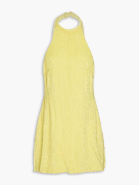 RETROFÊTE Alexis sequined chiffon halterneck mini dress