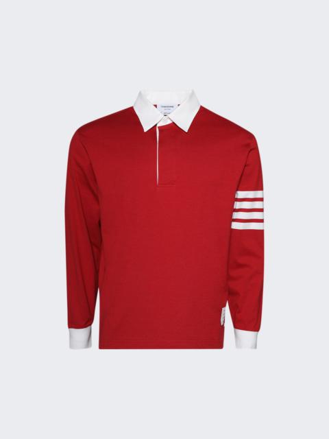 Thom Browne 4-bar Long-sleeve Polo Shirt Red