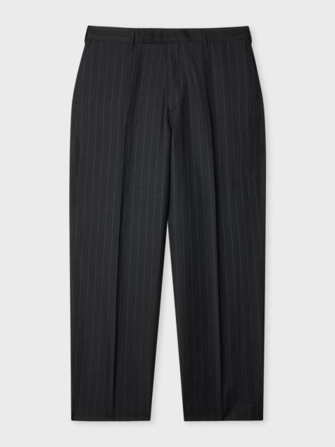 Paul Smith Relaxed-Fit Black Wool-Linen Pinstripe Trousers
