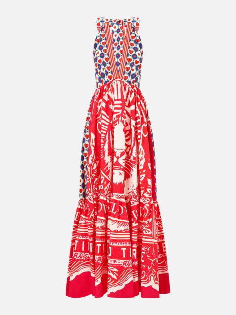 CAMILLA RUFFLE HEM HALTER DRESS