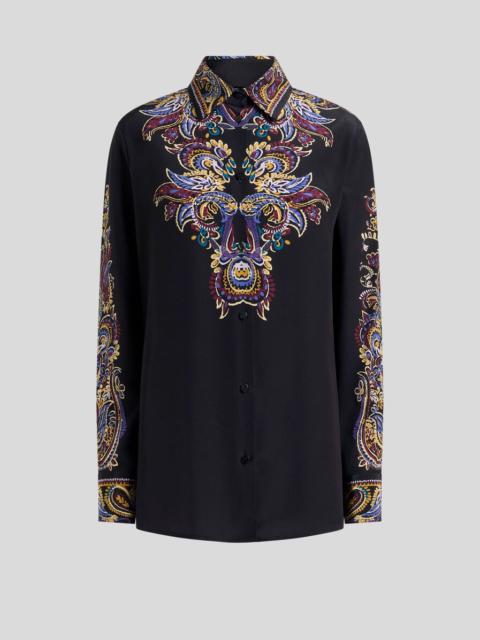 Etro SILK SHIRT WITH PLACED PAISLEY FOLIAGE PRINT