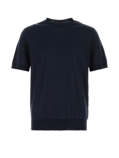 Prada Prada Men Navy Blue Silk Sweater