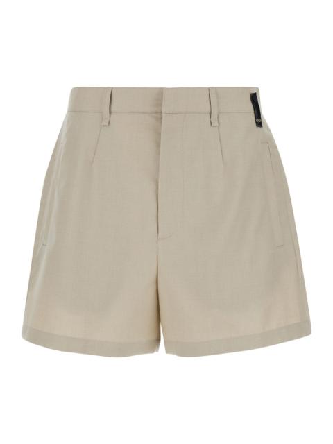 FENDI Fendi Men Beige Bermuda Shorts With Logo In Wool Man