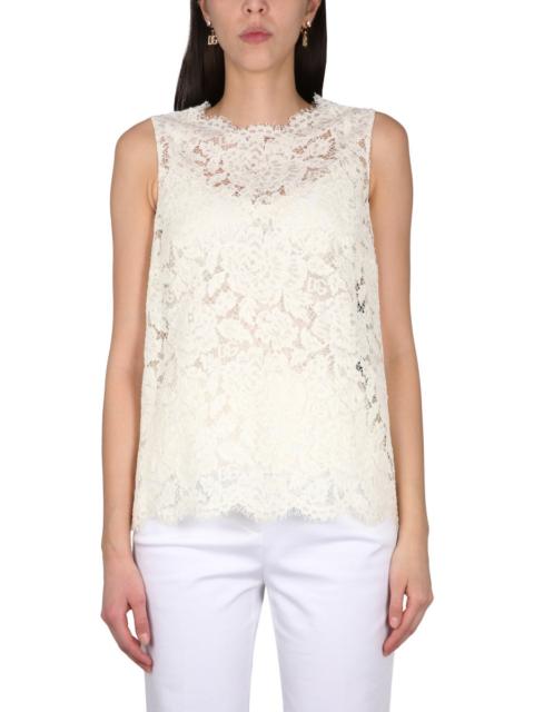 Dolce & Gabbana Dolce & Gabbana Women Logoed Stretch Lace Top