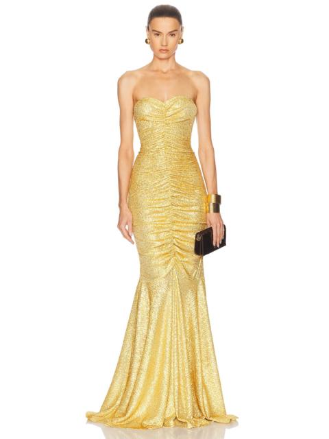 NORMA KAMALI Strapless Shirred Front Fishtail Gown