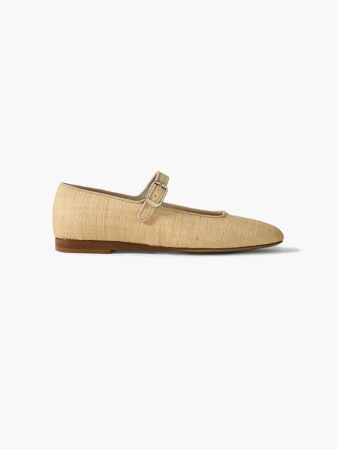 LE MONDE BÉRYL Grosgrain-trimmed raffia Mary Jane ballet flats