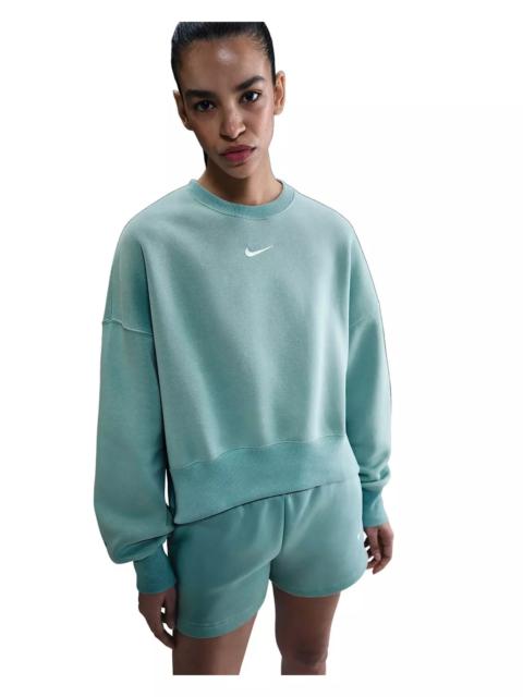 Nike Women's Sportswear Phoenix Fleece Over-Oversized Crew-Neck Sweatshirt -Green