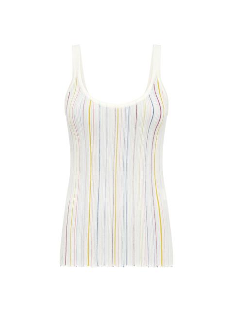 Yara Pinstripe Knit Tank Top in Ivory Multi Merino Wool