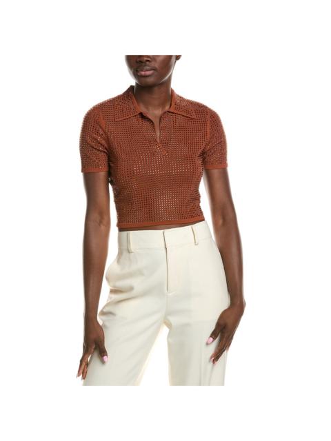 Sandro Sandro Rhinestone Crop Polo Shirt