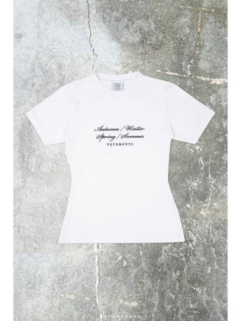VETEMENTS 4 SEASONS EMBROIDERED LOGO FITTED T-SHIRT