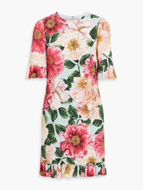 Dolce & Gabbana Ruffled floral-print crepe mini dress