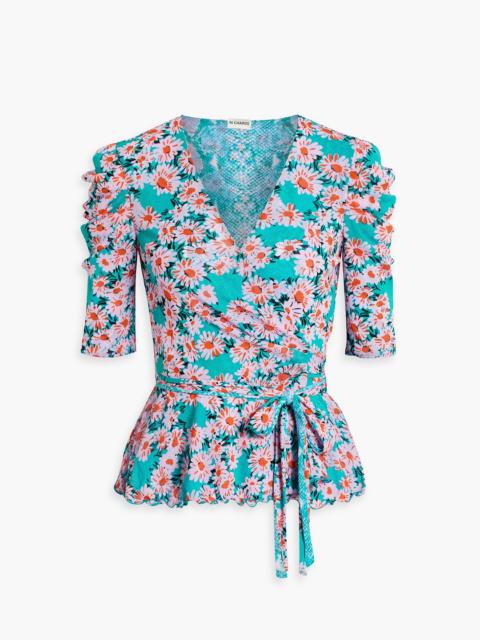 DIANE VON FURSTENBERG Siera reversible printed stretch-mesh wrap blouse