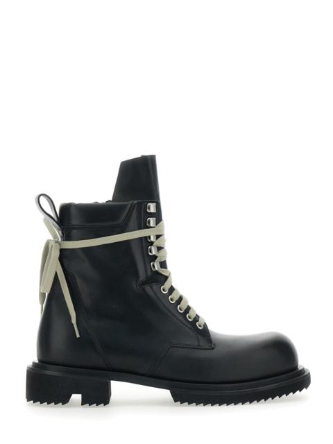 Rick Owens Rick Owens Men Men's 'Low Army' Ankle Boots With Oversized Decorative Laces And Tank Sole In Black L
