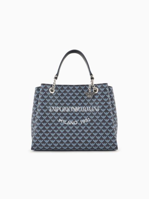 EMPORIO ARMANI All-over eagle handbag with Milano 1981 logo print