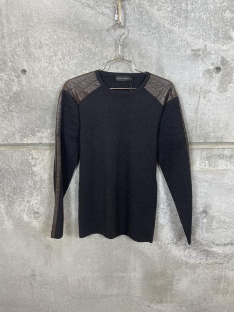 Ralph Lauren $995 Ralph Lauren Black Label Leather and Wool Sweater