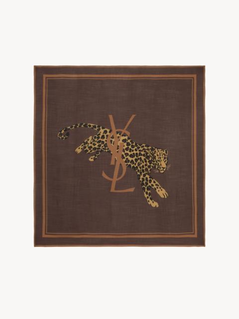 SAINT LAURENT CASSANDRE SQUARE SCARF IN WOOL TWILL