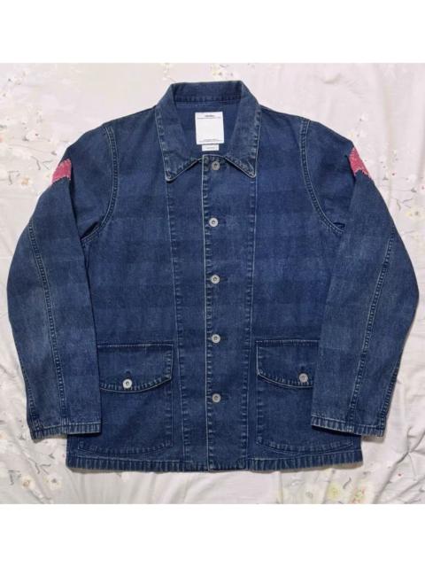 visvim visvim 15ss Indigo Striped Vintage Fabric Patchwork 101 Denim Jacket