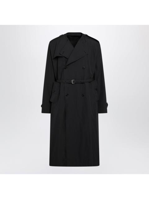Prada Prada Black Double-Breasted Cotton-Blend Trench Coat Men