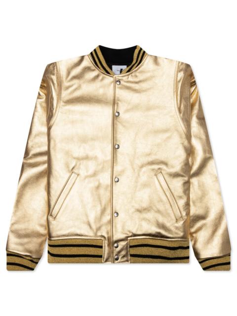 Rhude METALLIC LEATHER BOMBER - GOLD