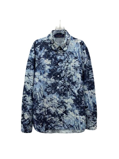 Louis Vuitton Louis Vuitton Navy Monogram All-Over Print Cotton Single-Breasted Long Sleeve Denim Shirt