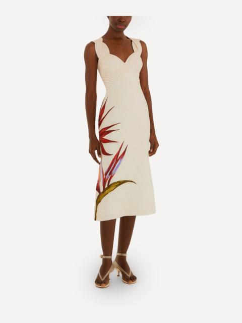 FARM RIO Sand Strelitzia Linen Midi Dress