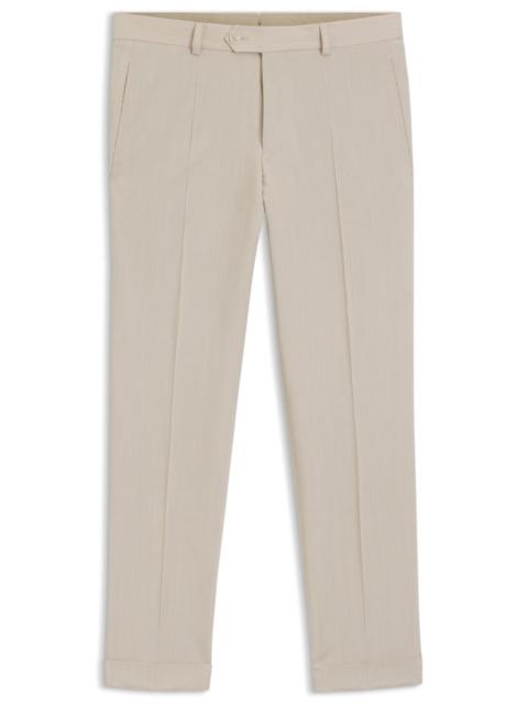 BOSS TAPERED-FIT TROUSERS IN WOOL-BLEND SEERSUCKER