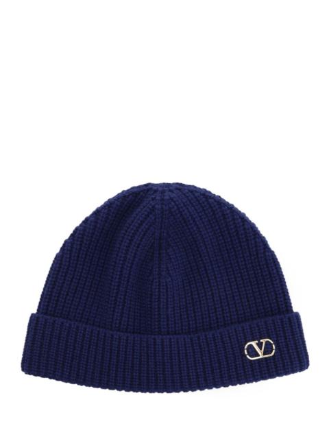 Valentino Beanie | Knitted | Cachemire / Vlogo Metal Hats Blue