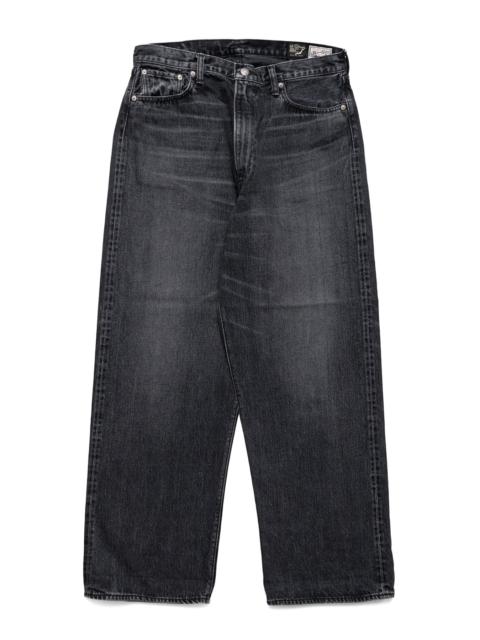 orSlow Super Dad Jeans Black Selvedge Denim - Stone Wash (Blue in Green Exclusive)