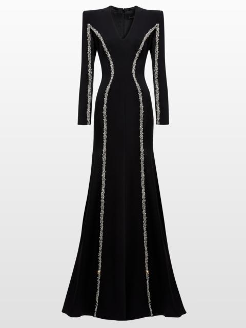 JENNY PACKHAM Jenny Packham Ghost orchid Embellished Long-Sleeve Maxi Dress in Liquorice at Nordstrom