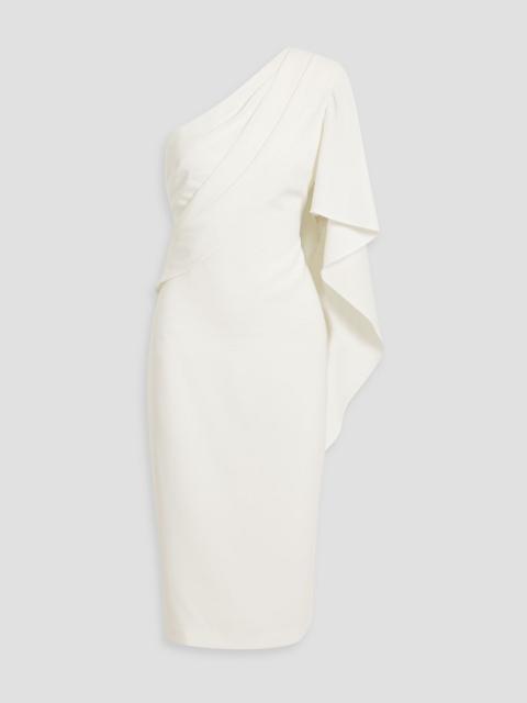 Other Designers One-sleeve draped crepe midi dress