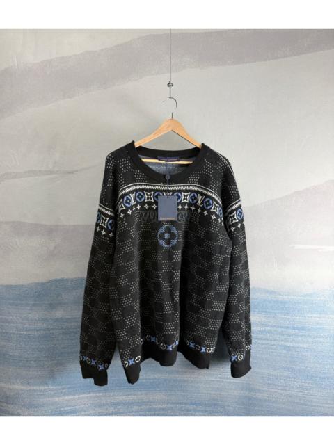Louis Vuitton Louis Vuitton Black and Blue All-Over Check Pattern Wool Ski Sweater