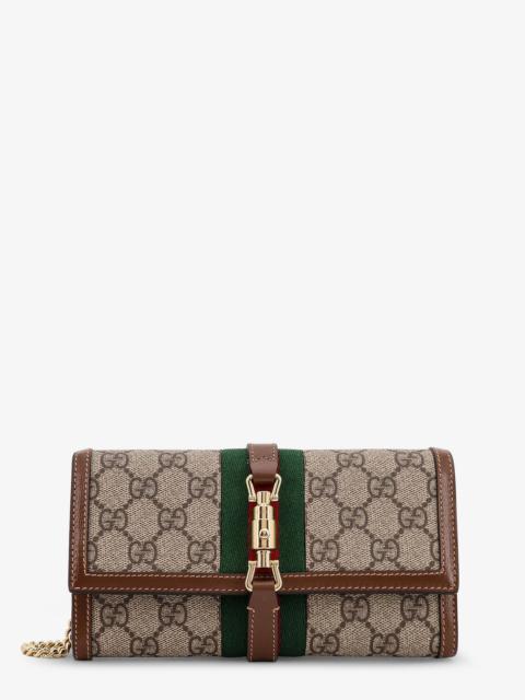 Gucci Jackie 1961 Gg Supreme Fabric And Leather Wallet With Shoulder Strap