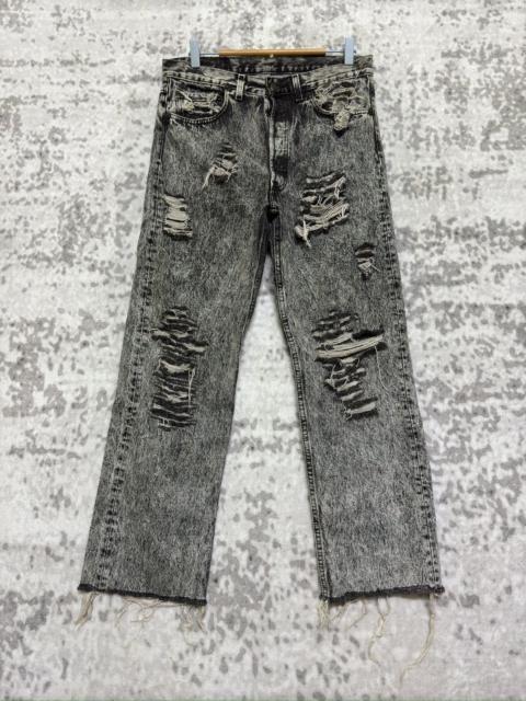 Levi's Vintage Levi’s 501 Grey Acid Wash Distressed Jeans Raw Hem