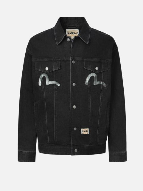 EVISU Graffiti-Style Daicock Print Loose Fit Denim Jacket
