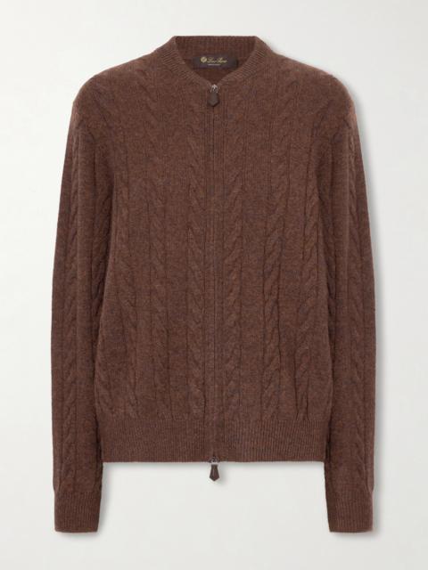 Loro Piana Cedar Cable-knit Cashmere Cardigan