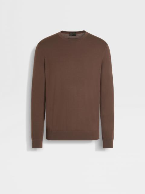 ZEGNA BROWN VELLUS AUREUM CREWNECK