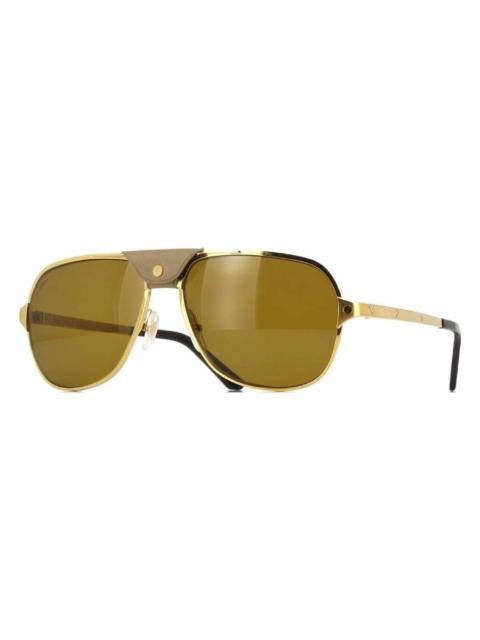 Cartier Cartier Santos de Cartier Brown with Light Mirror Navigator Men's Sunglasses CT0165S 011 60