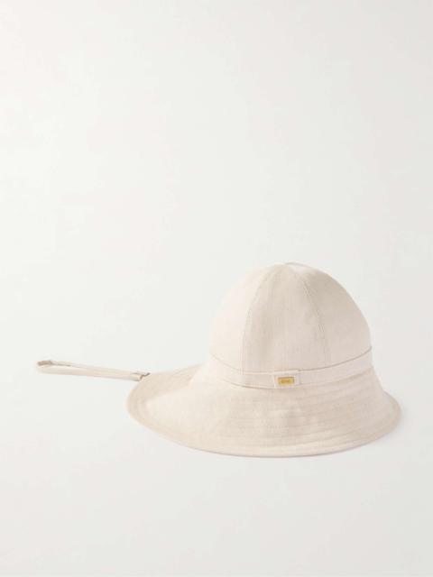Cotton-blend canvas bucket hat Ecru