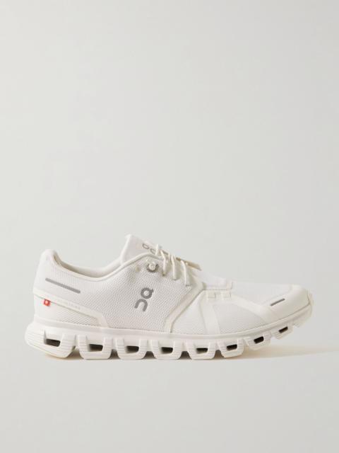 On Cloud 6 Rubber-Trimmed Mesh Slip-On Sneakers White